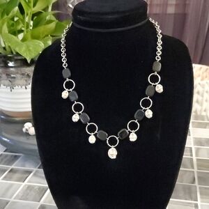 Black and Silver Skull Necklace